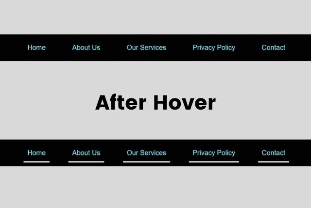 Navbar Underline Hover Effect css