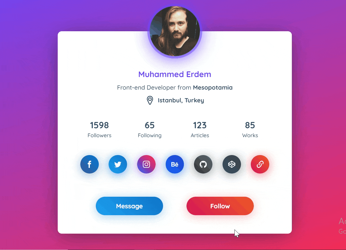 Profile Card With Hover Effect