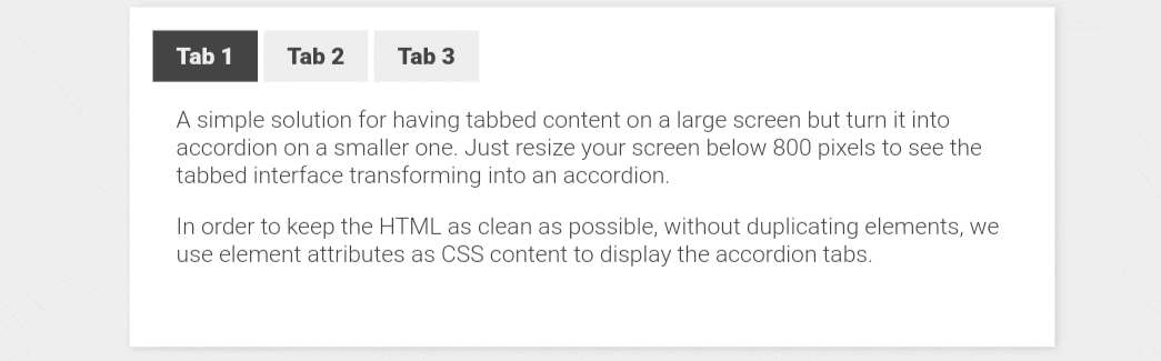 CSS Tabs With Information Card In Accordion Style